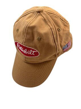Peterbilt one size Cap Adjustable Tan Canvas USA Flag Embroidery